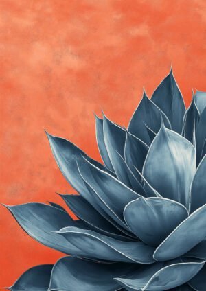Agave Azul sobre Fondo Coral