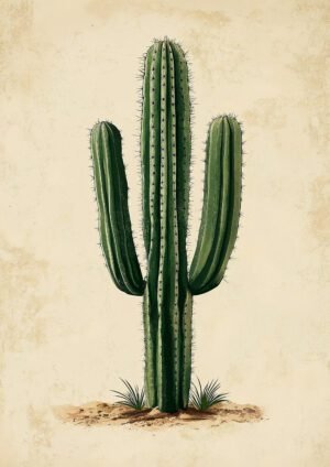 Cactus Verde Alto sobre Beige