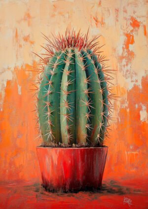 Cactus pequeño sobre Fondo Coral