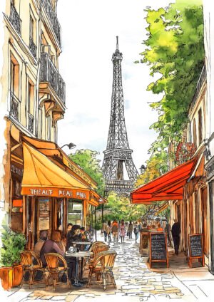 Café con Vista a la Torre Eiffel – París