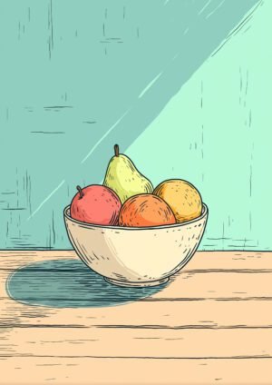 Frutero en Mesa Minimalista
