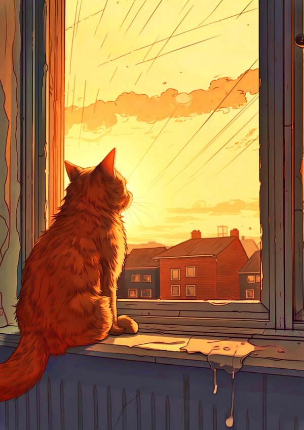 Gato al atardecer
