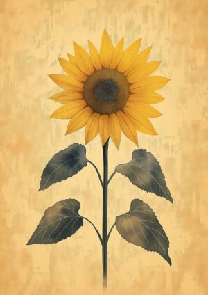 Girasol Dorado sobre Beige