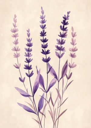 Lavanda Estilizada sobre Fondo Beige