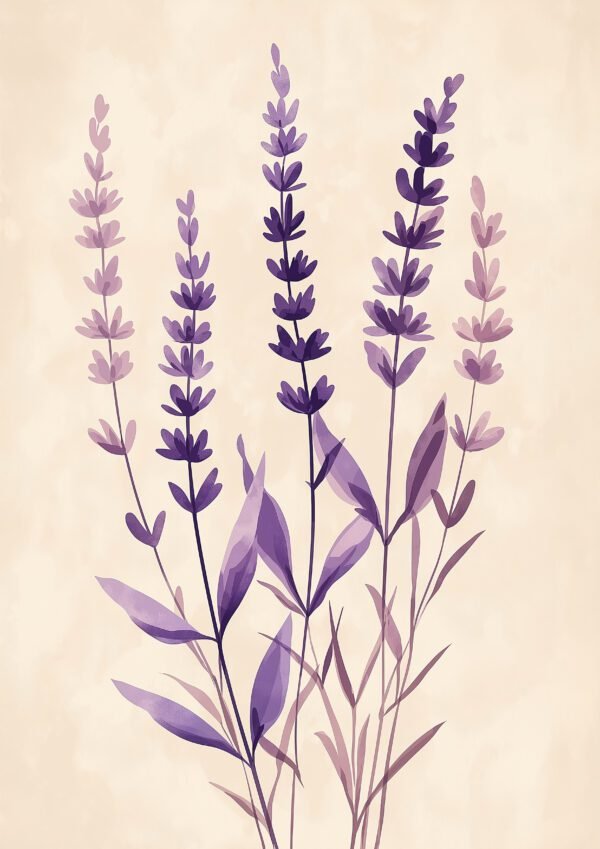 Lavanda Estilizada sobre Fondo Beige