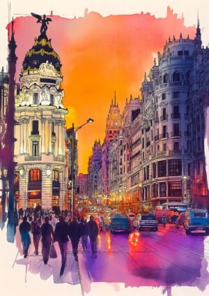 Luces y Gente en la Gran Vía – Madrid