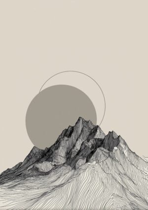 Montaña en líneas y eclipse suave