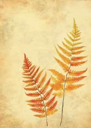 Plumas de Helecho en Ocre y Naranja