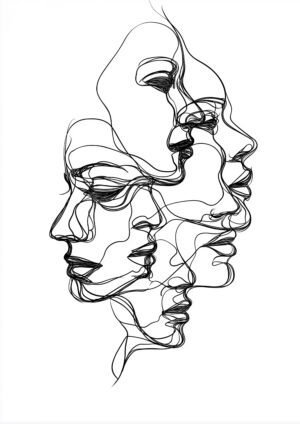 Rostros entrelazados en perfil