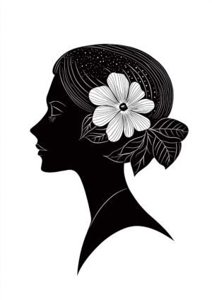 Silueta femenina con flor