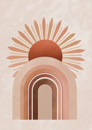 Sol radiante en arco terracota