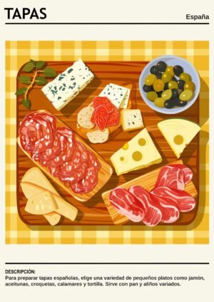 Tapas Ibericas sobre Tabla Amarilla