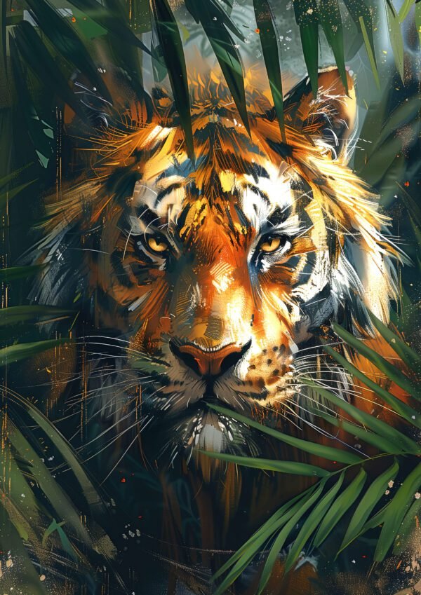 Tigre entre hojas