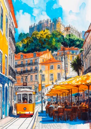 Tranvía Amarillo en Lisboa Antigua