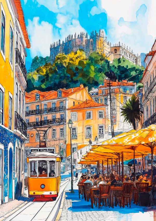 Tranvía Amarillo en Lisboa Antigua